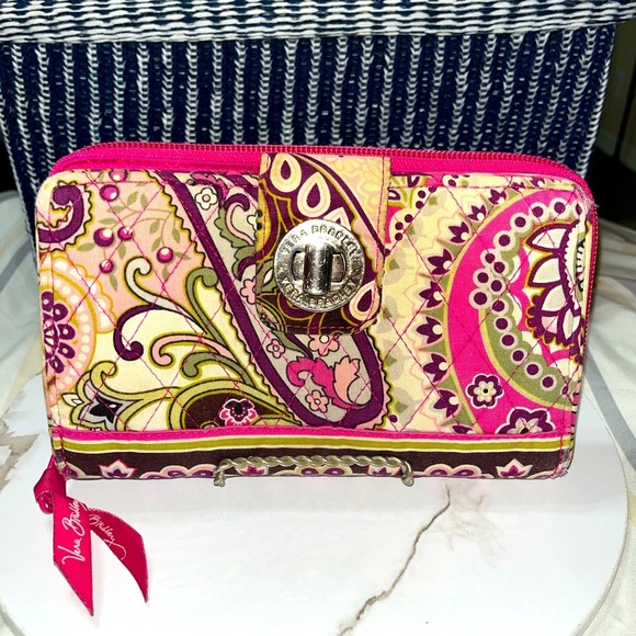 Vera Bradley Berry Paisley Turn Lock Wallet - Picture 1 of 14